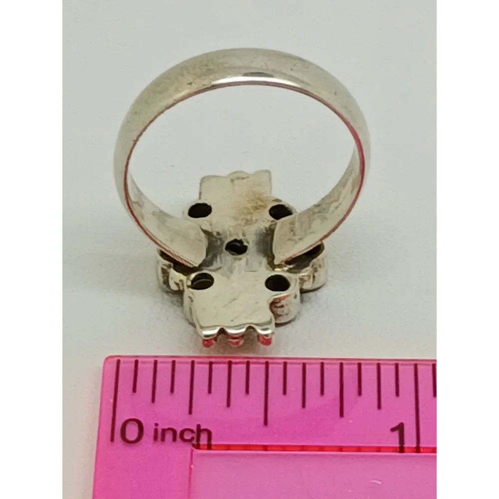 Artisan Crafted 925 Sterling Silver Citrine Cluster Ring Thailand 1990s Size 9.5